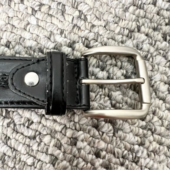 Black Italian leather belt square buckle 36-38 main image 9